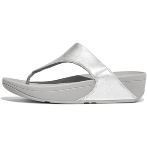 FitFlop™ Womens Lulu Leather Toe-Post Sandal, Silver, Size 5