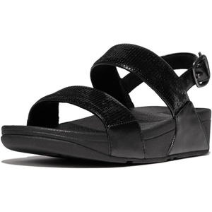 FitFlop Women’s, Lulu Sequin Slide Backstrap Sandal(All Black)