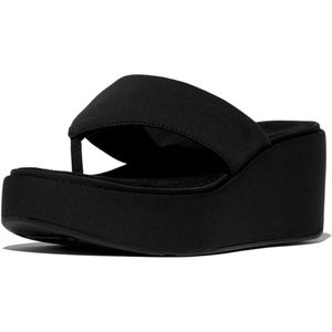FitFlop Women’s, PlatFForms Wedge Toe-Post Sandal(All Black)