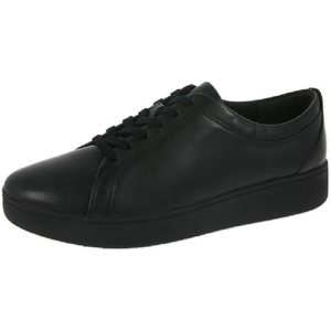 FitFlop Womens Rally Leather Sneakers(All Black 001)