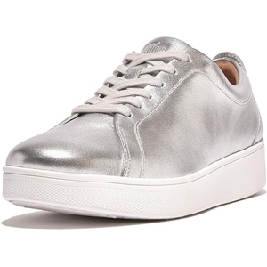 FitFlop Womens Rally Leather Sneakers(Silver 2)