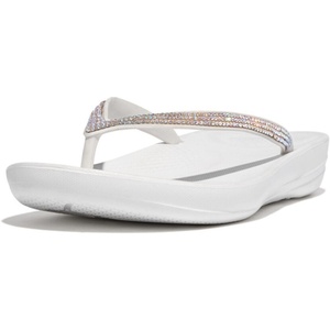 FitFlop Womens iQushion Sparkle Ergonomic Flip Flops for Walking, Lightweight Waterproof Cushioned Thong Sandals for Women with Non Slip Bottom and Arch Support | Lightweight Waterproof Walking Sandals w/Cushioned Comfort & Arch Support(Urban White)
