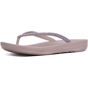 FitFlop Womens iQushion Sparkle Ergonomic Flip Flops for Walking, Lightweight Waterproof Cushioned Thong Sandals for Women with Non Slip Bottom and Arch Support | Lightweight Waterproof Walking Sandals w/Cushioned Comfort & Arch Support(Mink)