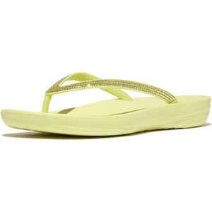 FitFlop Womens iQushion Sparkle Ergonomic Flip Flops for Walking, Lightweight Waterproof Cushioned Thong Sandals for Women with Non Slip Bottom and Arch Support | Lightweight Waterproof Walking Sandals w/Cushioned Comfort & Arch Support(Green)